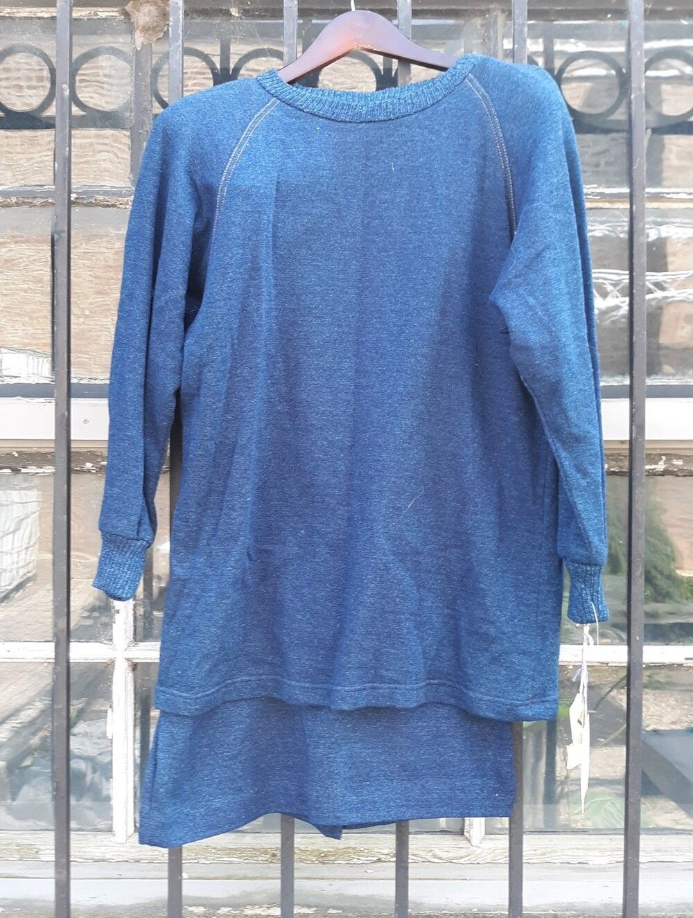 Steven Stoller Denim Knit Skirt & Sweater Set Vintage Union Label 14